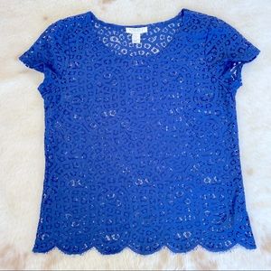 Navy blue cotton lace tee